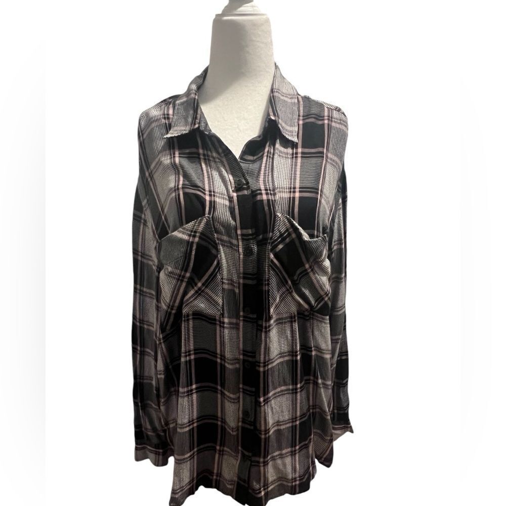 NWOT women's express long sleeve plaid button down size large
